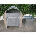 Metal and cement stone outdoor litter bin
